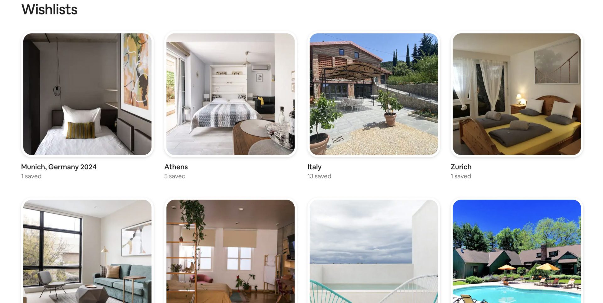 wishlists Airbnb