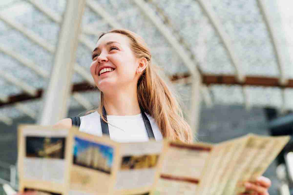 Woman traveler with a map